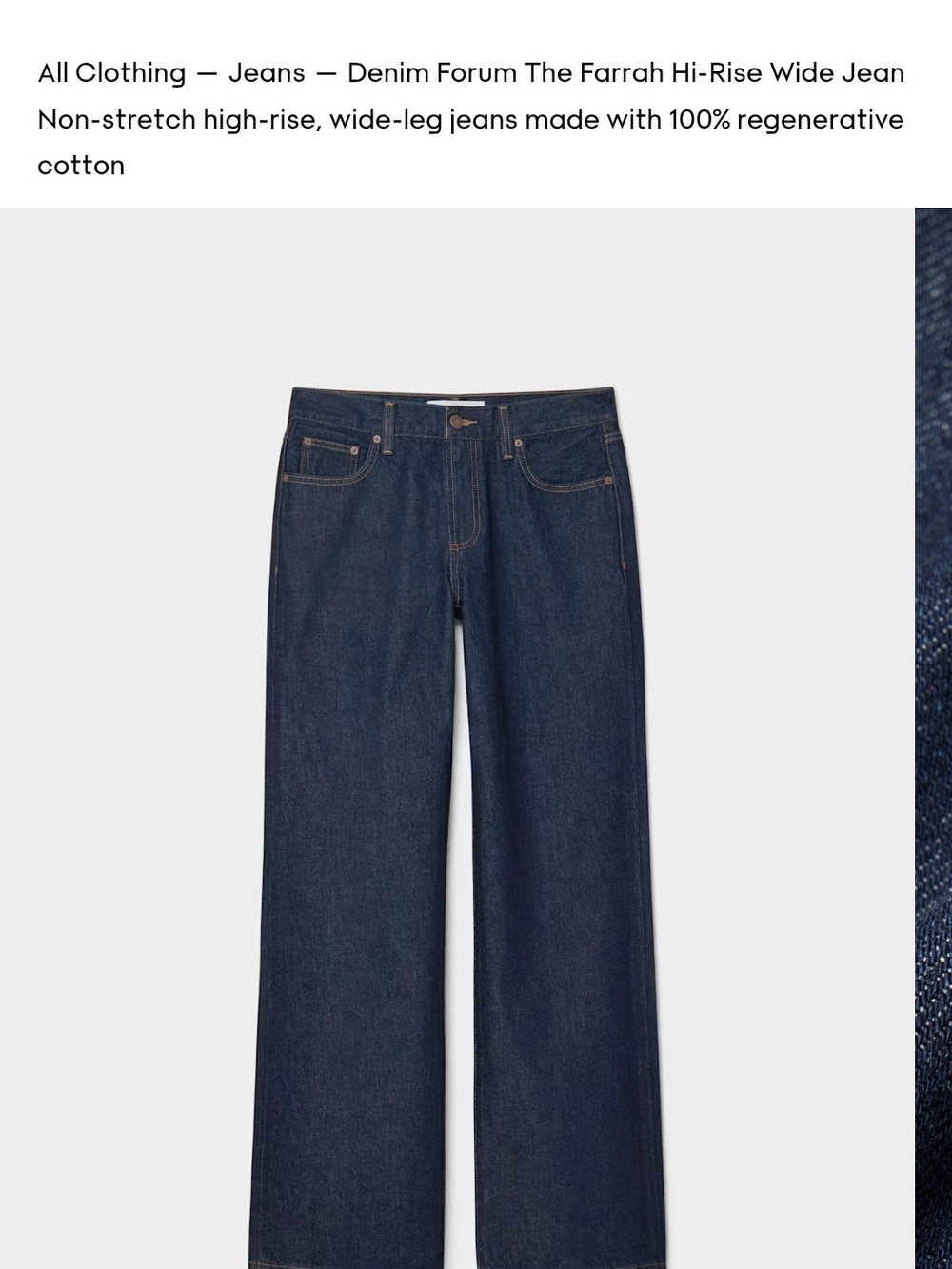 Denim Forum Wide-Leg High-Rise Jeans in Dark Indigo